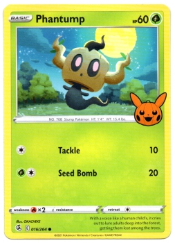 Phantump (Paragoni) | 016/264 | Schwert & Schild | Fusionsangriff | Englisch | Common (Promo Trick or Trade) | Non-Holo | Pokémon
