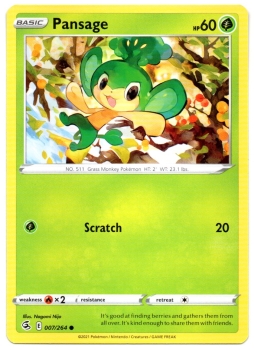 Pansage (Vegimak) | 007/264 | Schwert & Schild | Fusionsangriff | Englisch | Common | Non-Holo | Pokémon
