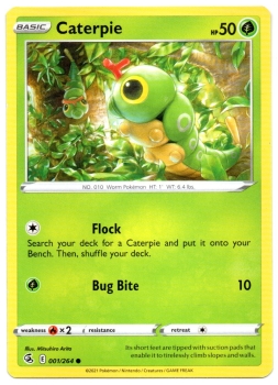 Caterpie (Raupy) | 001/264 | Schwert & Schild | Fusionsangriff | Englisch | Common | Non-Holo | Pokémon