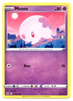 Munna (Somniam) | 121/264 | Schwert & Schild | Fusionsangriff | Englisch | Common | Non-Holo | Pokémon