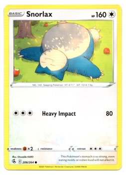 Snorlax (Relaxo) | 206/264 | Schwert & Schild | Fusionsangriff | Englisch | Common | Non-Holo | Pokémon