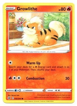 Growlithe (Fukano) | 032/264 | Schwert & Schild | Fusionsangriff | Englisch | Common | Non-Holo | Pokémon