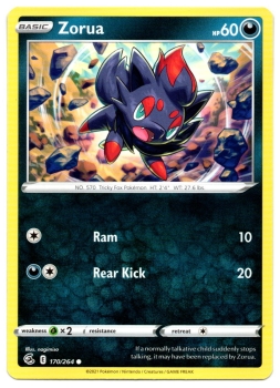 Zorua (Zorua) | 170/264 | Schwert & Schild | Fusionsangriff | Englisch | Common | Non-Holo | Pokémon
