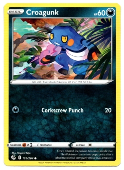 Croagunk (Glibunkel) | 165/264 | Schwert & Schild | Fusionsangriff | Englisch | Common | Non-Holo | Pokémon