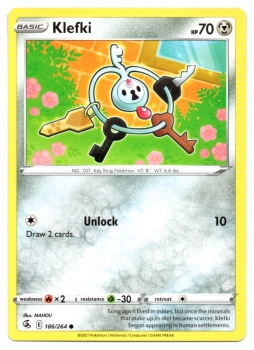 Klefki (Clavion) | 186/264 | Schwert & Schild | Fusionsangriff | Englisch | Common | Non-Holo | Pokémon