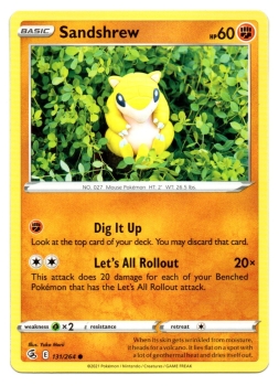 Sandshrew (Sandan) | 131/264 | Schwert & Schild | Fusionsangriff | Englisch | Common | Non-Holo | Pokémon