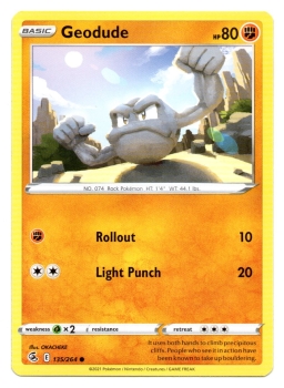 Geodude (Kleinstein) | 135/264 | Schwert & Schild | Fusionsangriff | Englisch | Common | Non-Holo | Pokémon