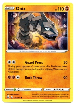 Onix (Onix) | 138/264 | Schwert & Schild | Fusionsangriff | Englisch | Common | Non-Holo | Pokémon