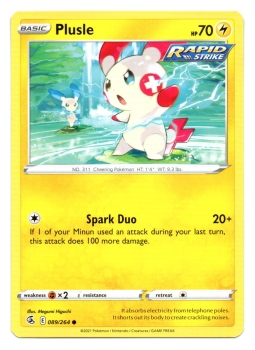 Plusle (Plusle) | 089/264 | Schwert & Schild | Fusionsangriff | Englisch | Common | Non-Holo | Pokémon