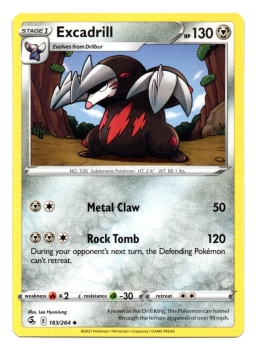 Excadrill (Stalobor) | 183/264 | Schwert & Schild | Fusionsangriff | Englisch | Uncommon | Non-Holo | Pokémon