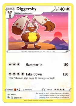 Diggersby (Grebbit) | 215/264 | Schwert & Schild | Fusionsangriff | Englisch | Uncommon | Non-Holo | Pokémon