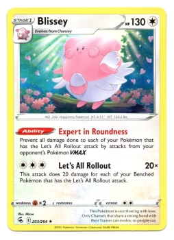 Blissey (Heiteira) | 203/264 | Schwert & Schild | Fusionsangriff | Englisch | Rare | Non-Holo | Pokémon