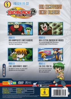 Beyblade Metal Fusion - Volume 5: Folgen 19 - 22 - Der Kampfgeist eines Bladers - Einzel-DVD - Neu & OVP